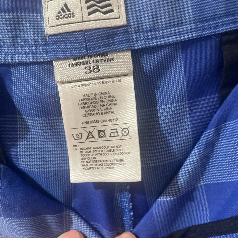 ADIDAS Mens Bermuda Blue Check Logo Size 38 Golf shorts NWOT - Picture 3 of 6